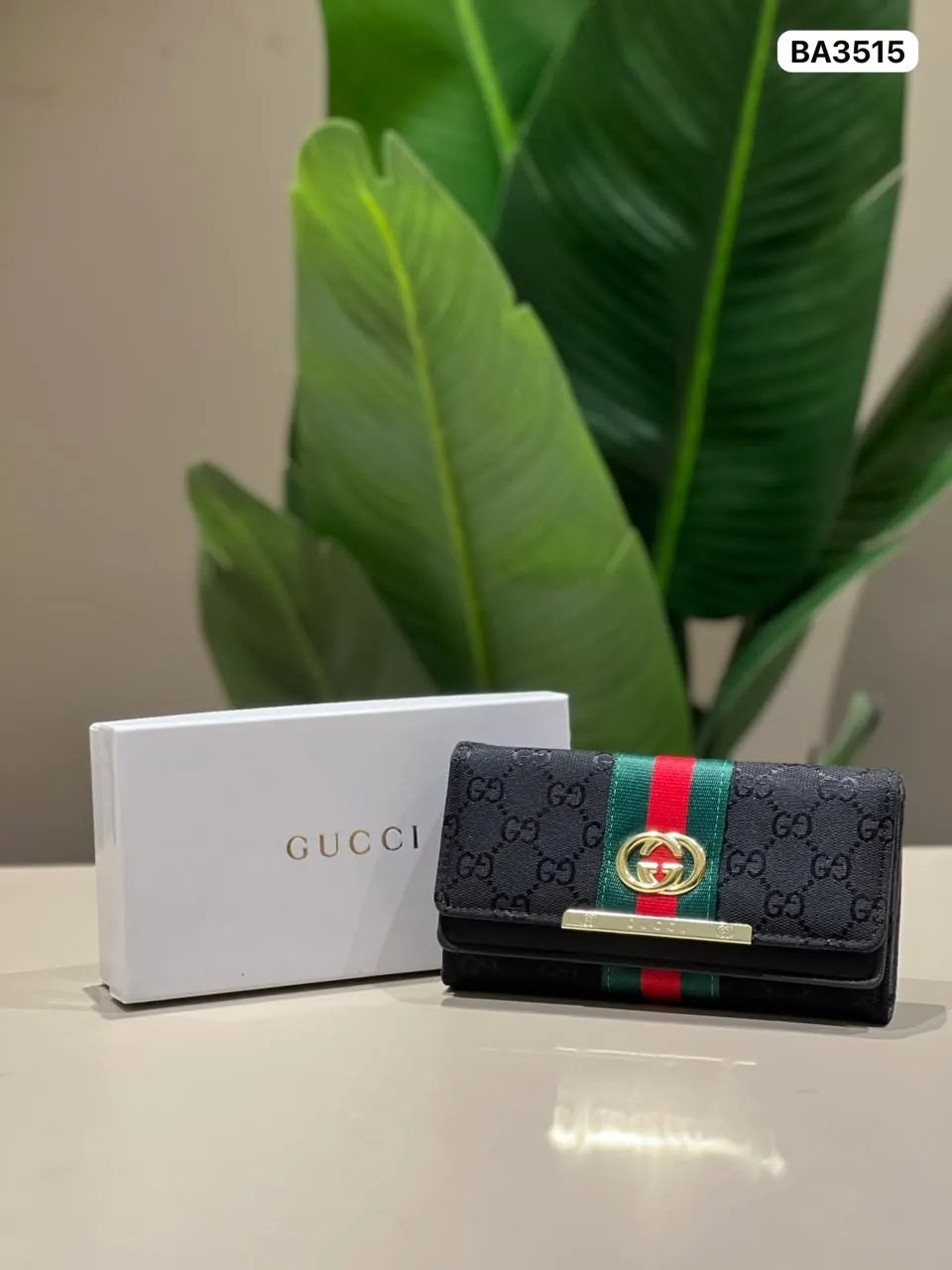 Web Stripe Monogram Wallet in Navy