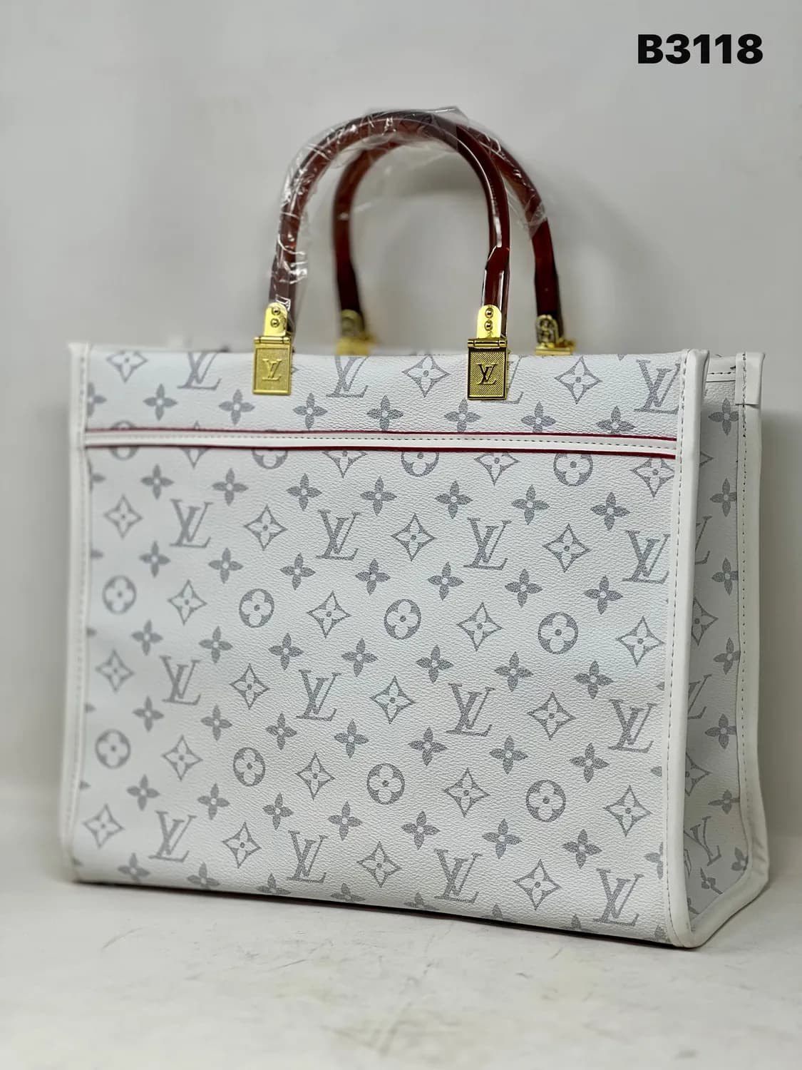 Monogram Shopper Tote in White