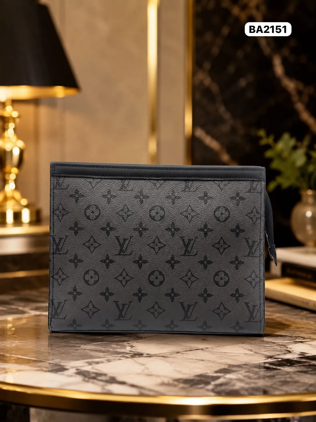 Monogram Pouch in Grey