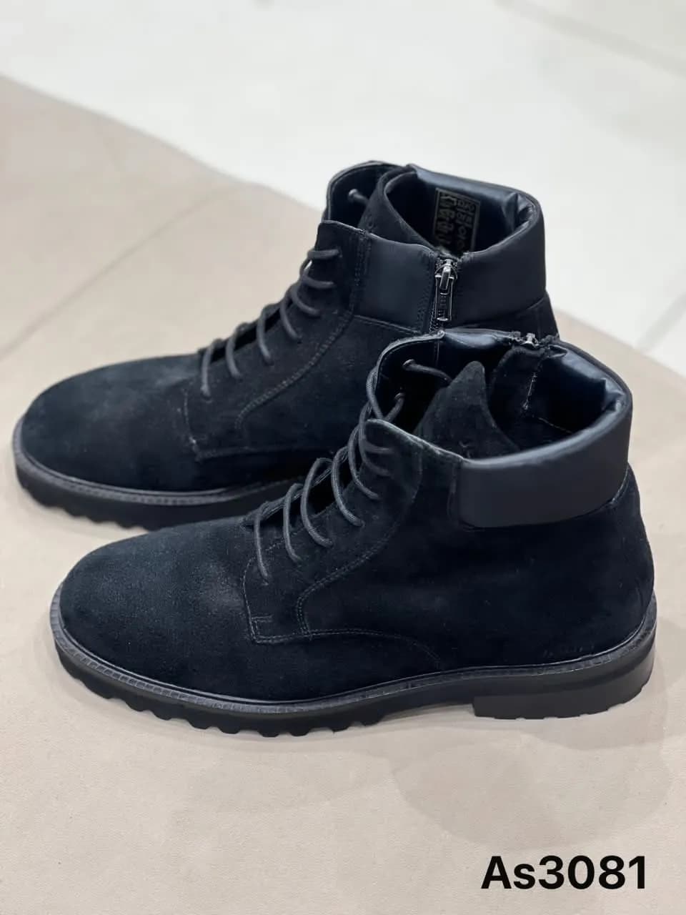 Suede Lace-Up Boot in Black (AS3081)