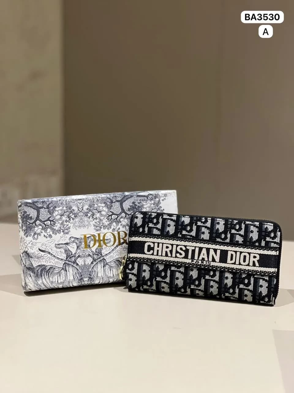 Oblique Print Wallet in Black & White