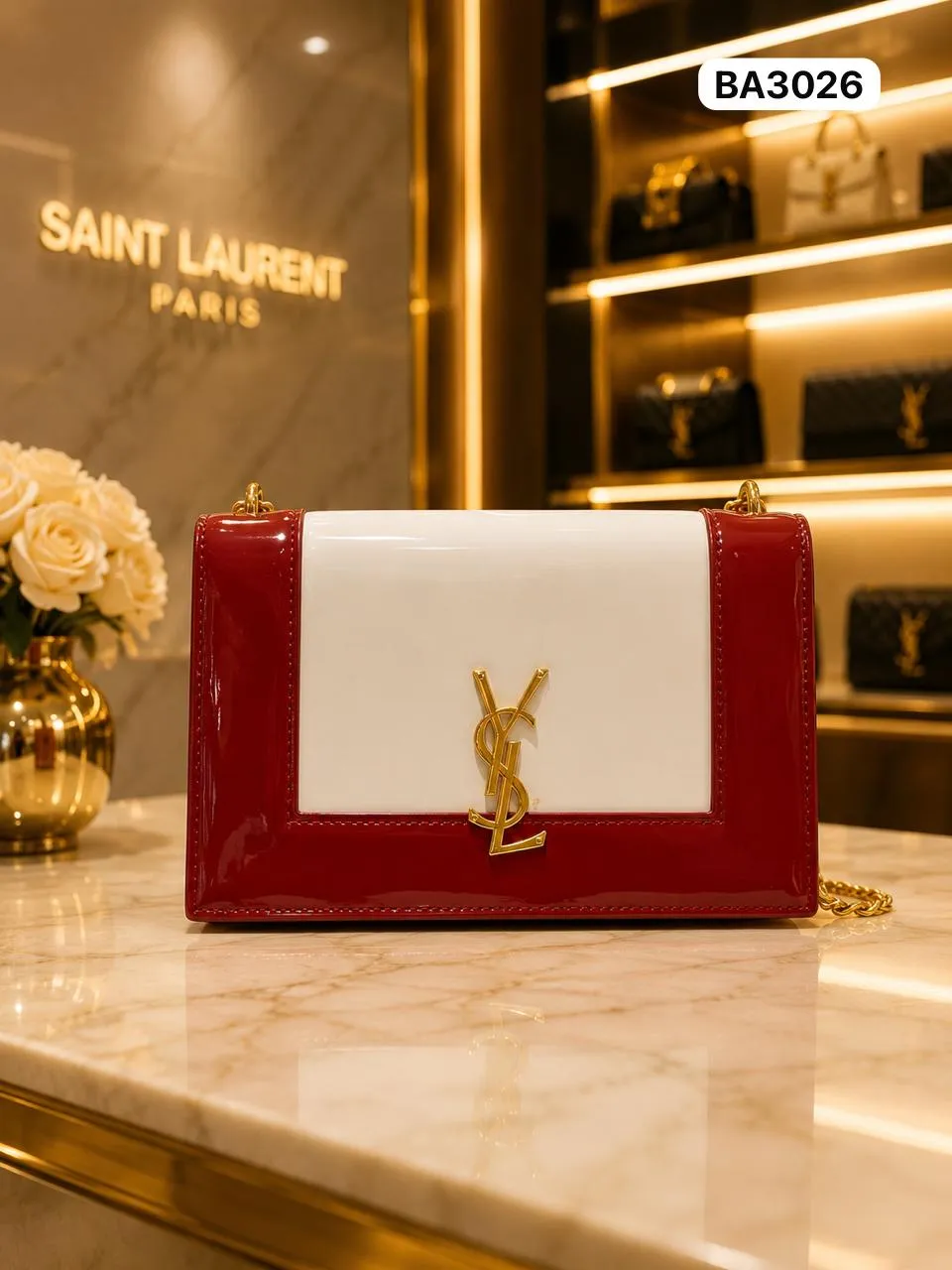 Logo Flap Bag in Red & White
